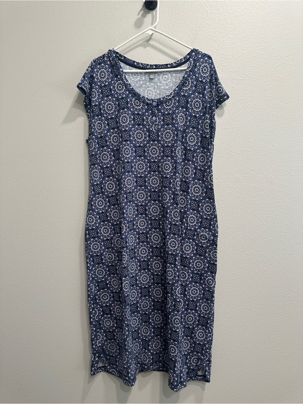 T by Talbot’s size 2X Navy Blue Printed Midi Dress,medallion print,sleeveless